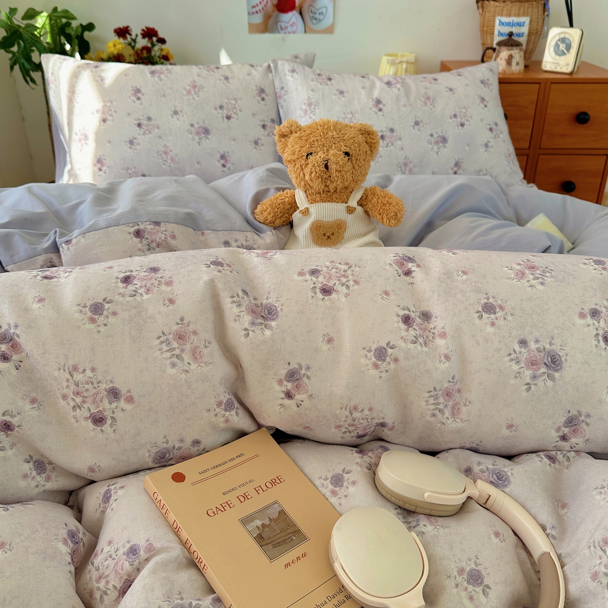 91家纺网 家纺一手货源 找家纺 耀悦家纺 2026新款全棉纯棉a类双层纱小清新四件套 木瑾