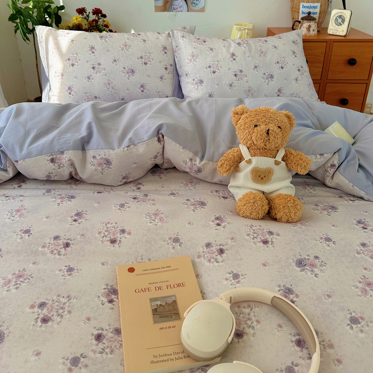 91家纺网 家纺一手货源 找家纺 耀悦家纺 2026新款全棉纯棉a类双层纱小清新四件套 木瑾