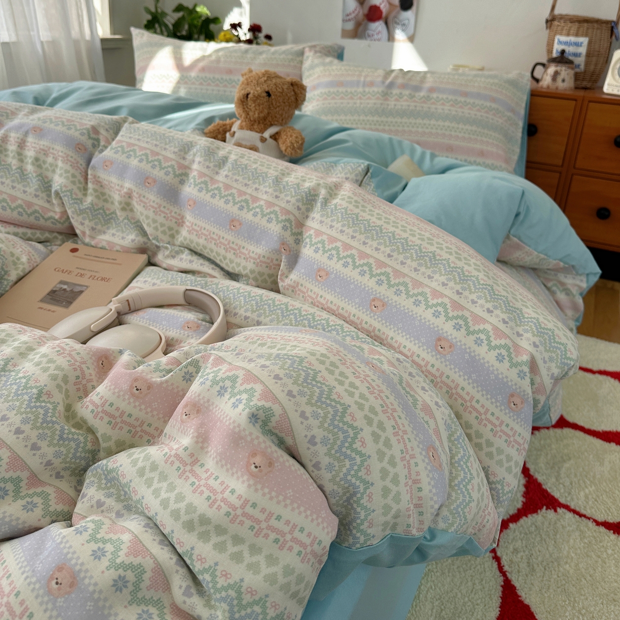 91家纺网 家纺一手货源 找家纺 耀悦家纺 2026新款全棉纯棉a类双层纱小清新四件套 星河花海