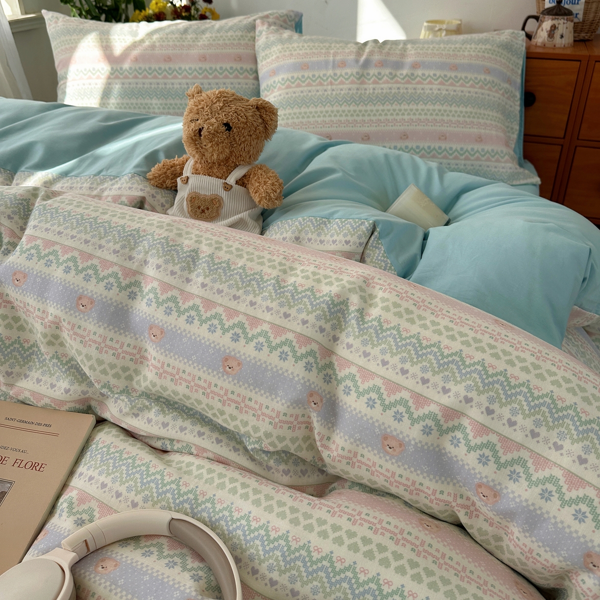 91家纺网 家纺一手货源 找家纺 耀悦家纺 2026新款全棉纯棉a类双层纱小清新四件套 星河花海