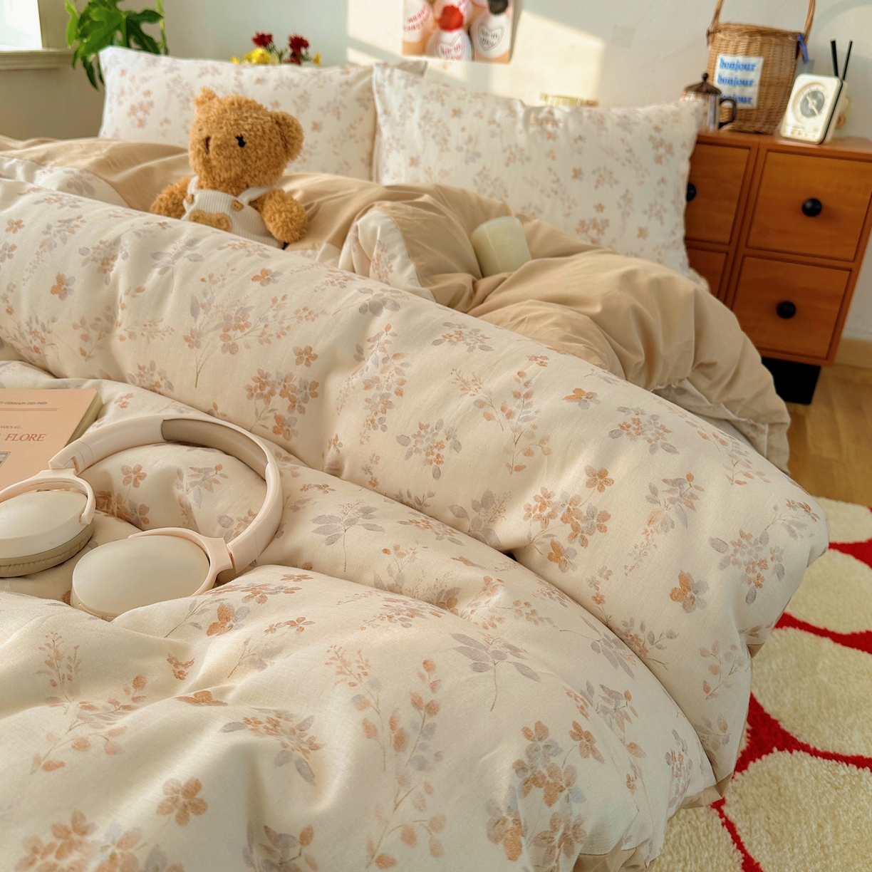 91家纺网 家纺一手货源 找家纺 耀悦家纺 2026新款全棉纯棉a类双层纱小清新四件套 风雅居