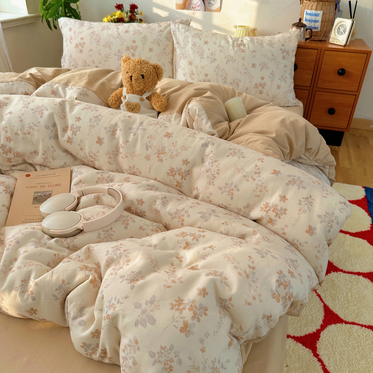 91家纺网 家纺一手货源 找家纺 耀悦家纺 2026新款全棉纯棉a类双层纱小清新四件套 风雅居