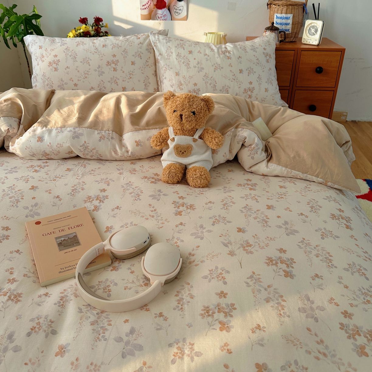 91家纺网 家纺一手货源 找家纺 耀悦家纺 2026新款全棉纯棉a类双层纱小清新四件套 风雅居