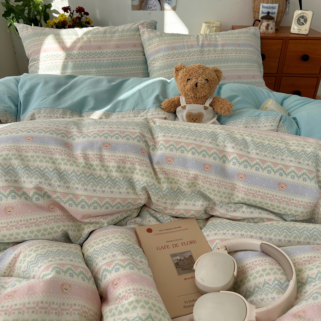 91家纺网 家纺一手货源 找家纺 耀悦家纺 2026新款全棉纯棉a类双层纱小清新四件套 星河花海