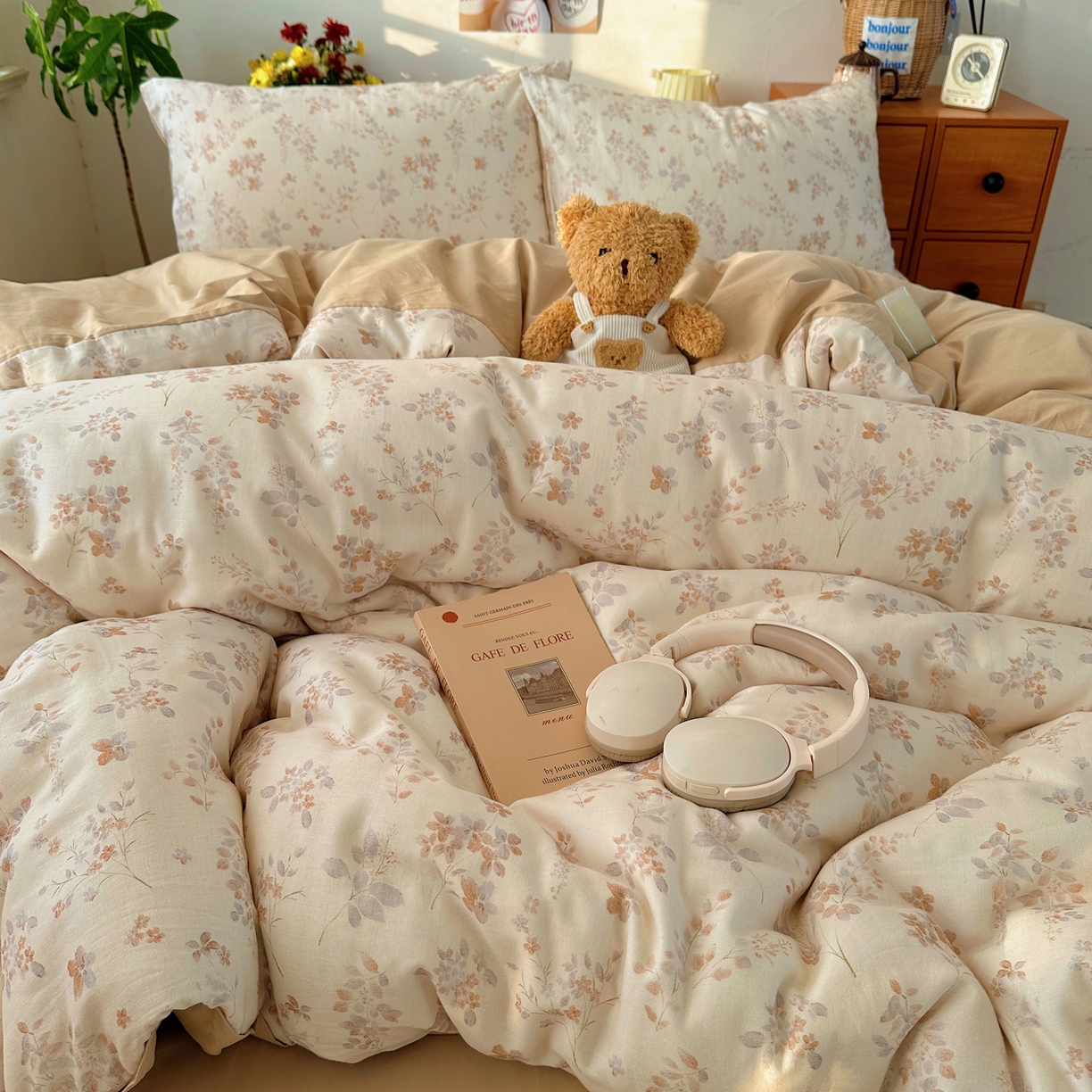 91家纺网 家纺一手货源 找家纺 耀悦家纺 2026新款全棉纯棉a类双层纱小清新四件套 风雅居