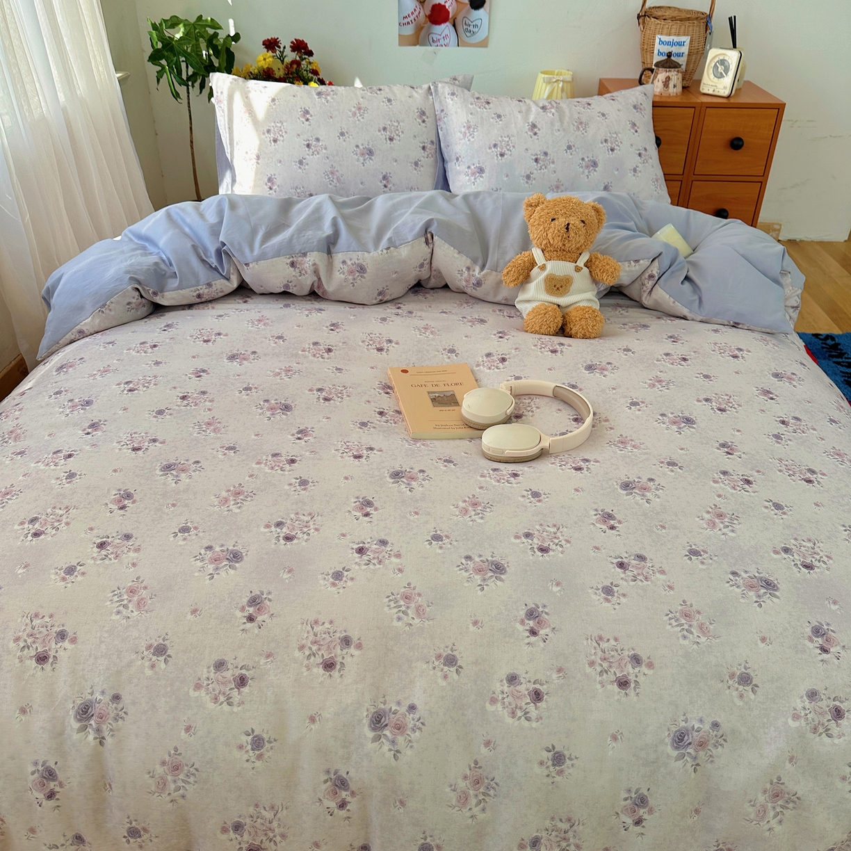 91家纺网 家纺一手货源 找家纺 耀悦家纺 2026新款全棉纯棉a类双层纱小清新四件套 木瑾