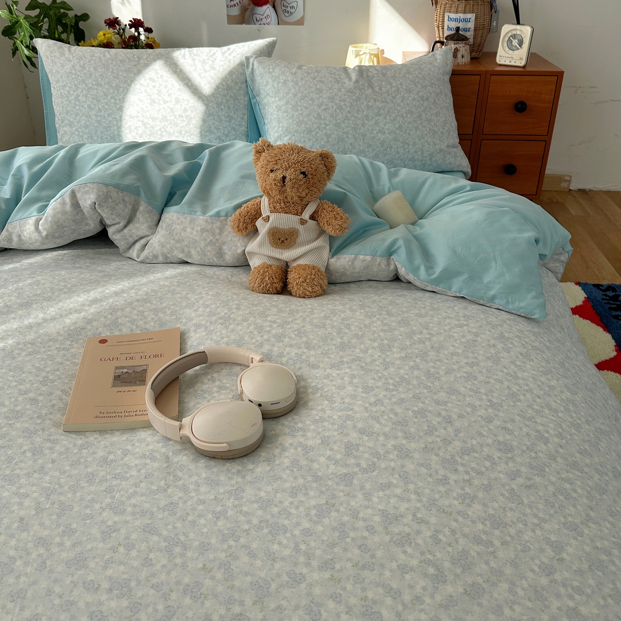 91家纺网 家纺一手货源 找家纺 耀悦家纺 2026新款全棉纯棉a类双层纱小清新四件套 梅花清客