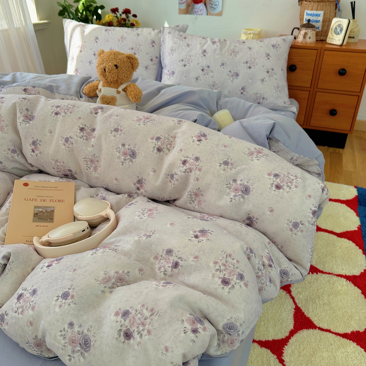 91家纺网 家纺一手货源 找家纺 耀悦家纺 2026新款全棉纯棉a类双层纱小清新四件套 木瑾