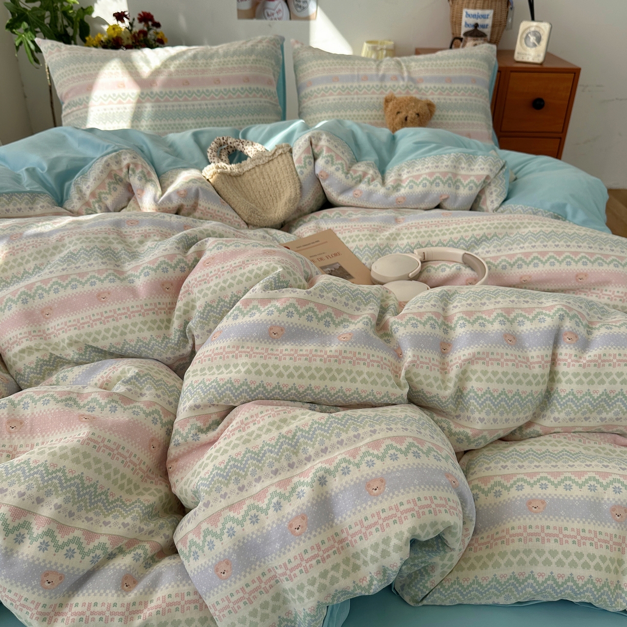 91家纺网 家纺一手货源 找家纺 耀悦家纺 2026新款全棉纯棉a类双层纱小清新四件套 星河花海