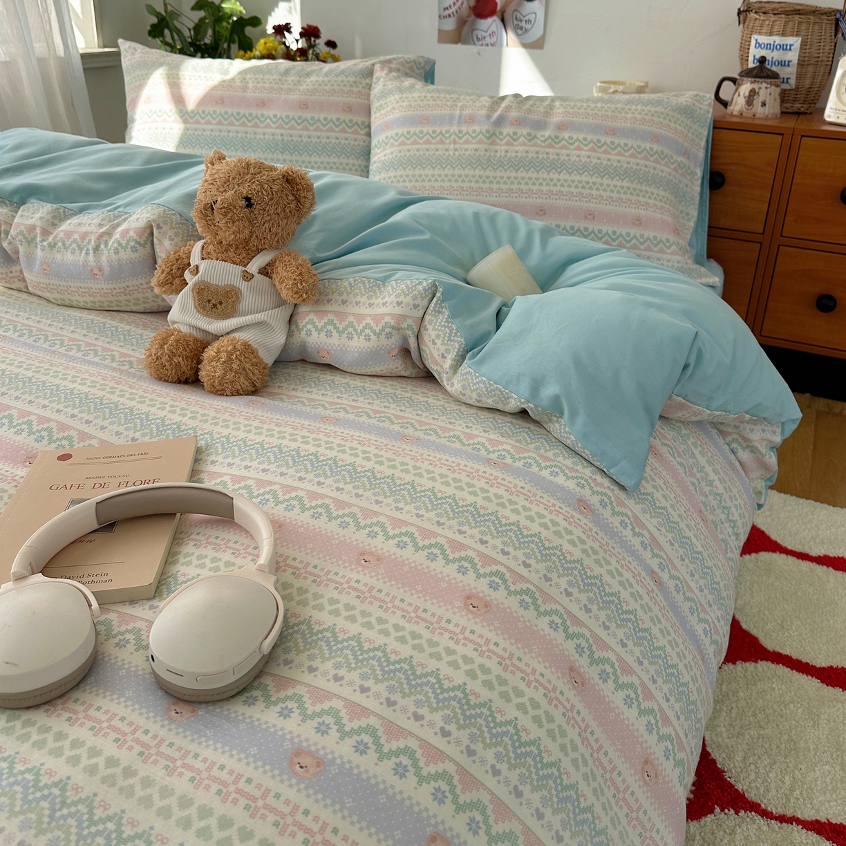 91家纺网 家纺一手货源 找家纺 耀悦家纺 2026新款全棉纯棉a类双层纱小清新四件套 星河花海