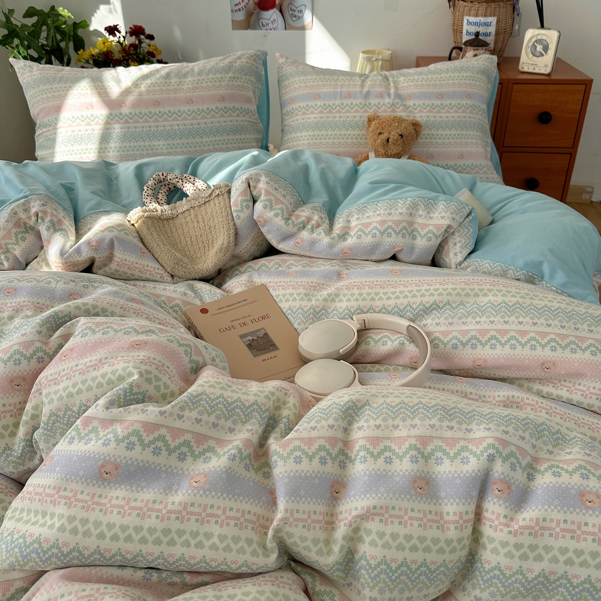 91家纺网 家纺一手货源 找家纺 耀悦家纺 2026新款全棉纯棉a类双层纱小清新四件套 星河花海