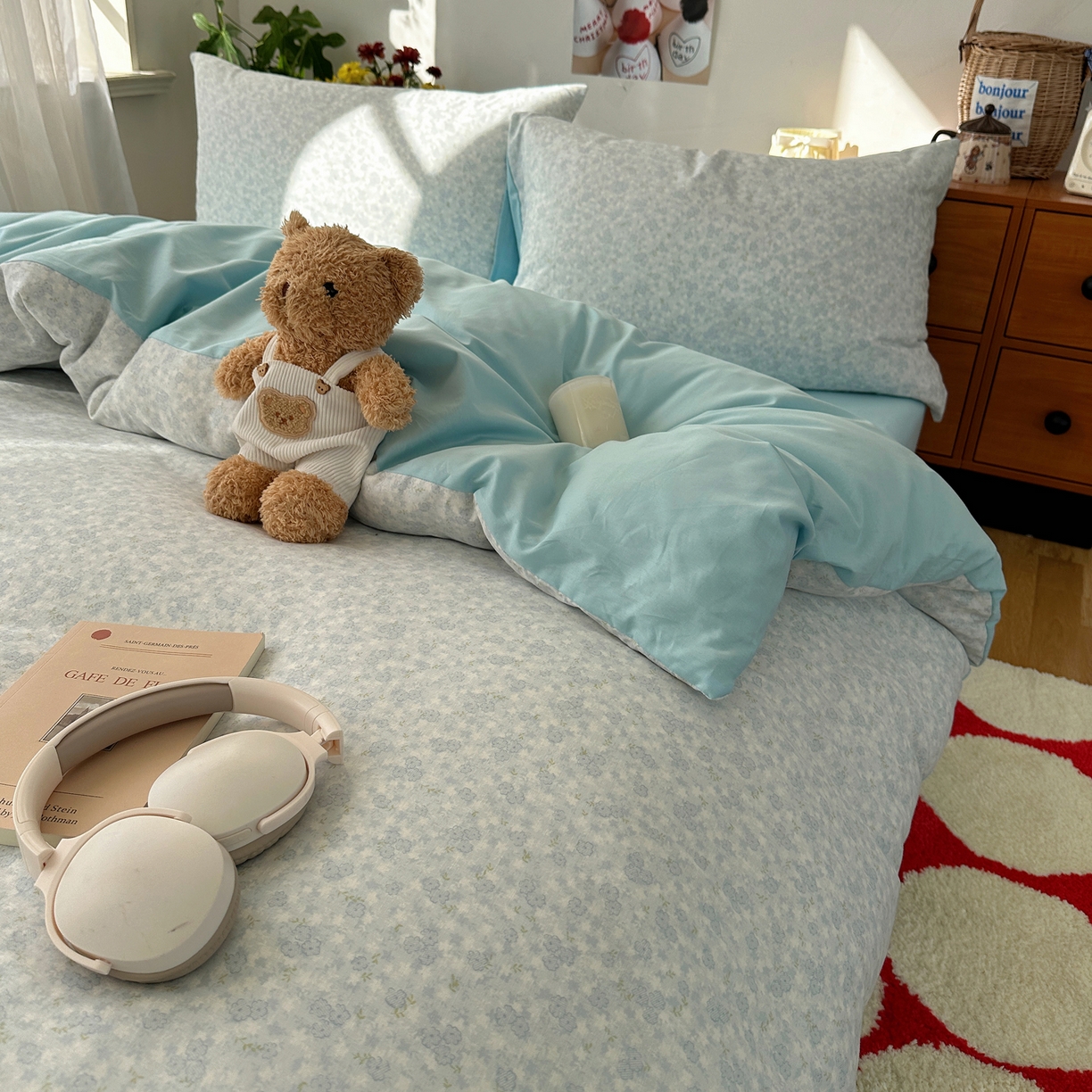 91家纺网 家纺一手货源 找家纺 耀悦家纺 2026新款全棉纯棉a类双层纱小清新四件套 梅花清客