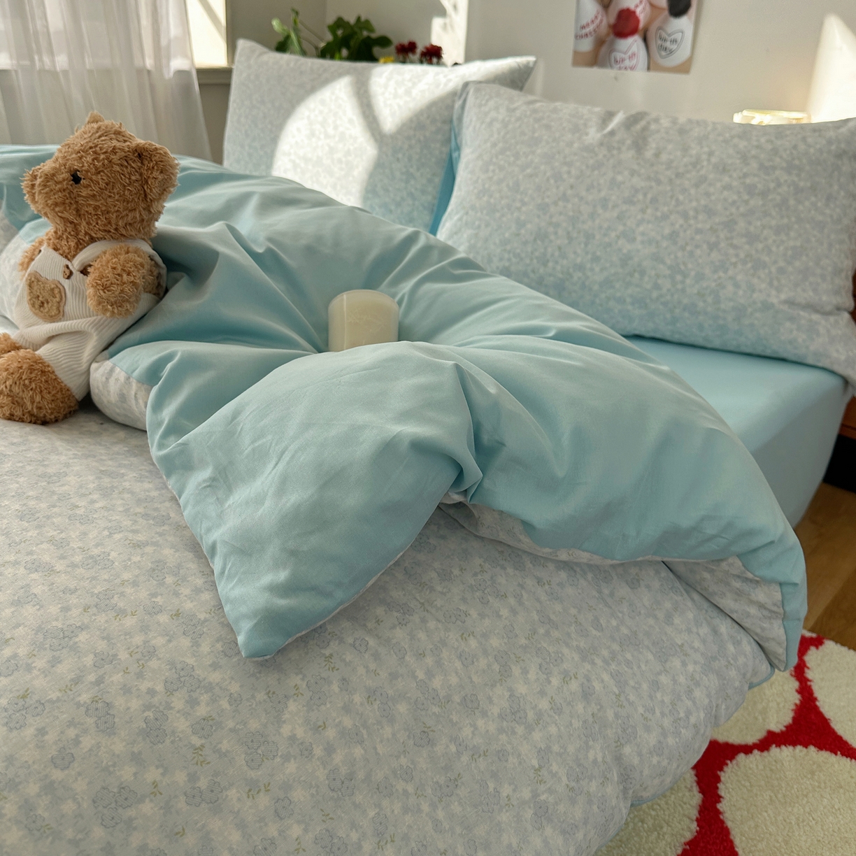 91家纺网 家纺一手货源 找家纺 耀悦家纺 2026新款全棉纯棉a类双层纱小清新四件套 梅花清客