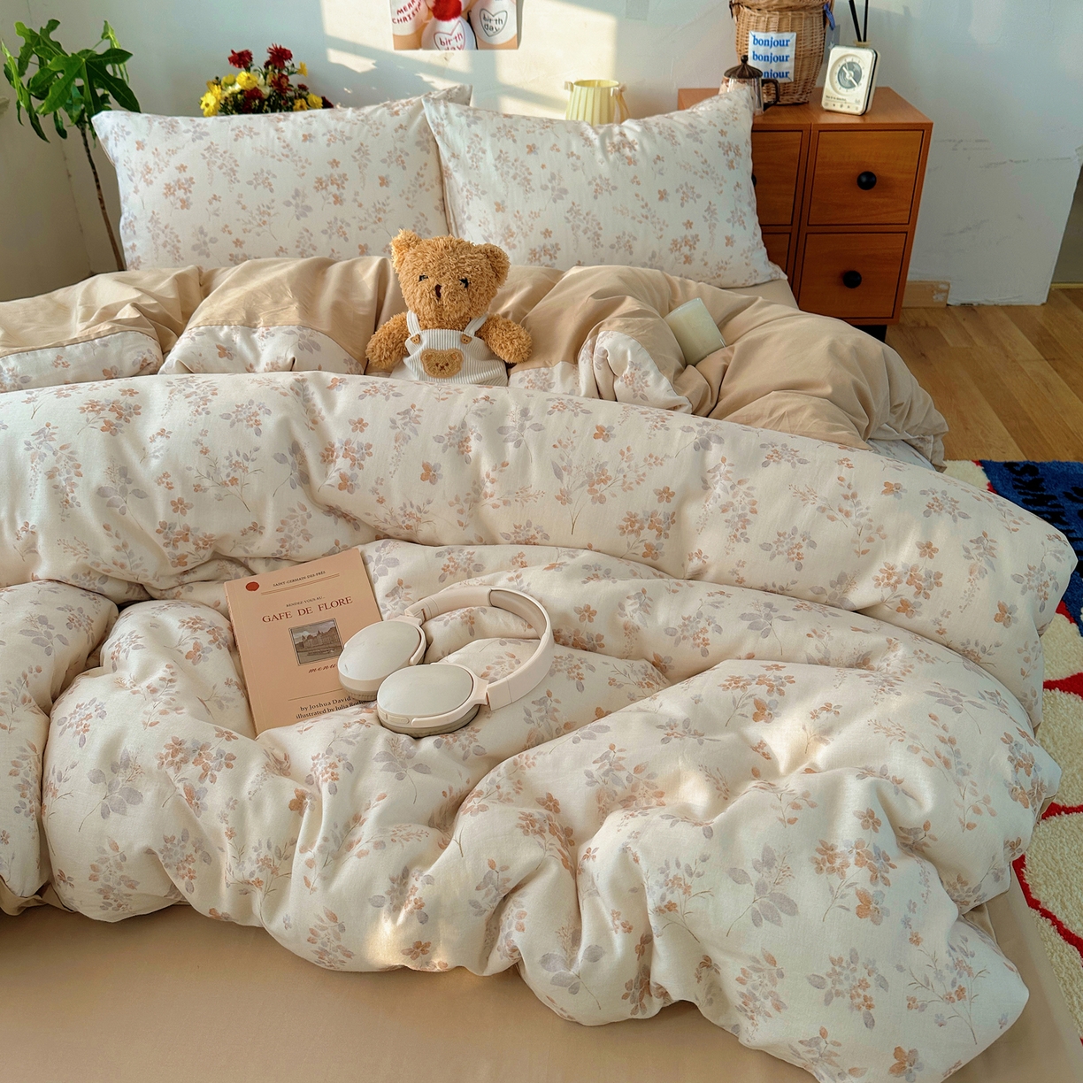 91家纺网 家纺一手货源 找家纺 耀悦家纺 2026新款全棉纯棉a类双层纱小清新四件套 风雅居