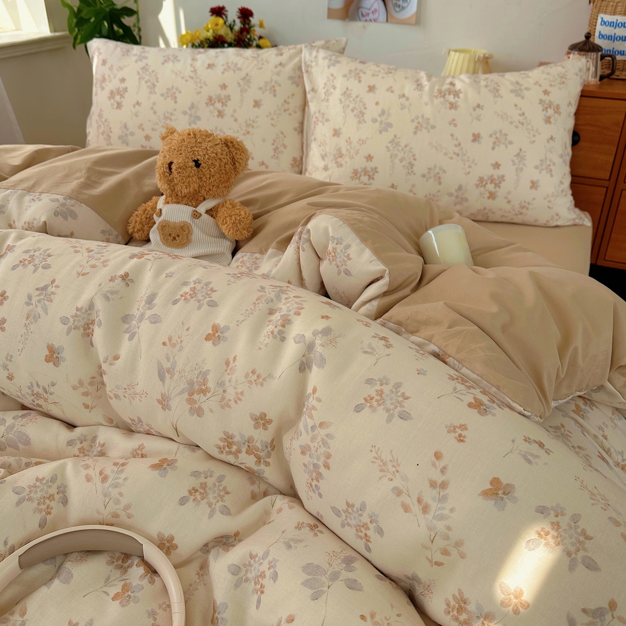 91家纺网 家纺一手货源 找家纺 耀悦家纺 2026新款全棉纯棉a类双层纱小清新四件套 风雅居