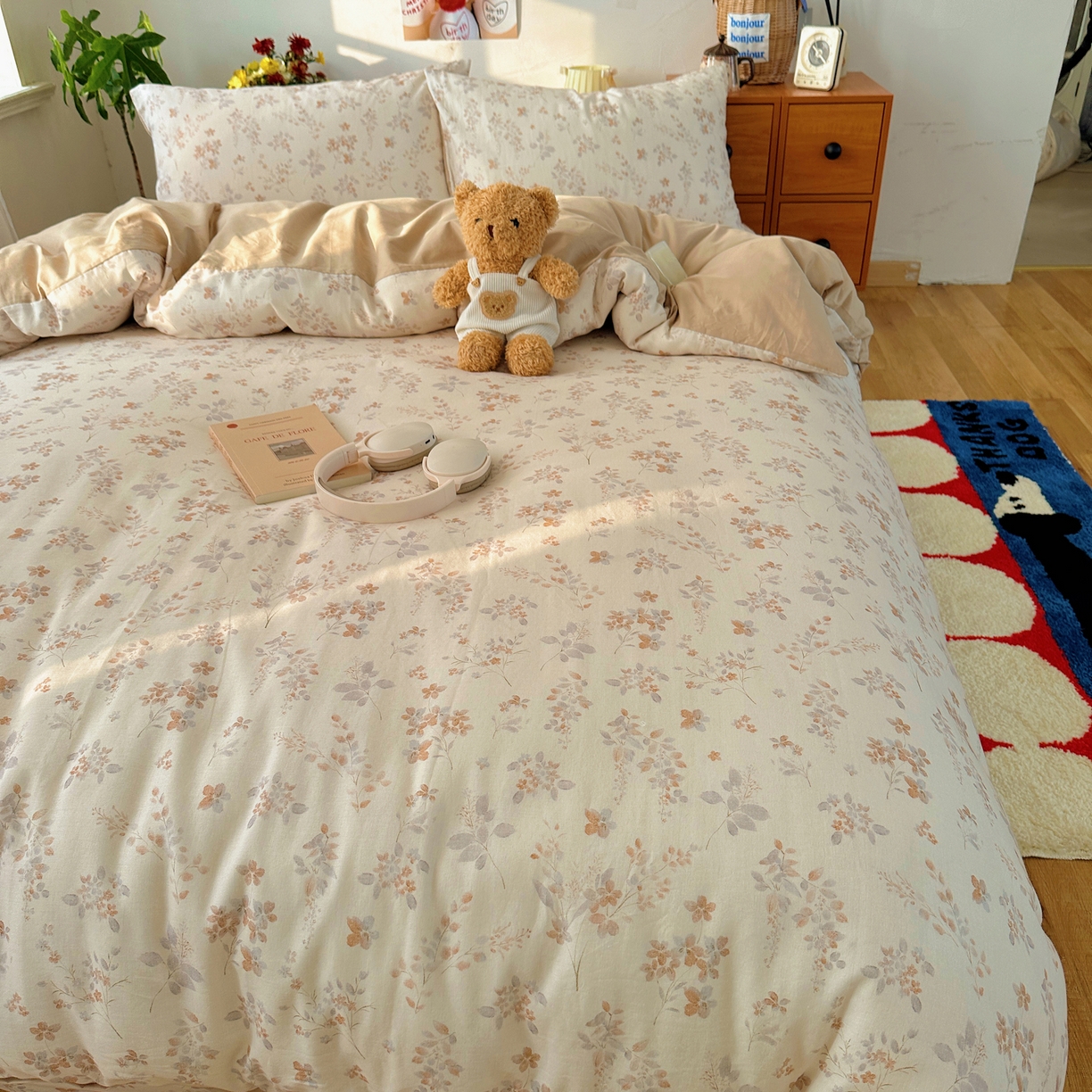 91家纺网 家纺一手货源 找家纺 耀悦家纺 2026新款全棉纯棉a类双层纱小清新四件套 风雅居