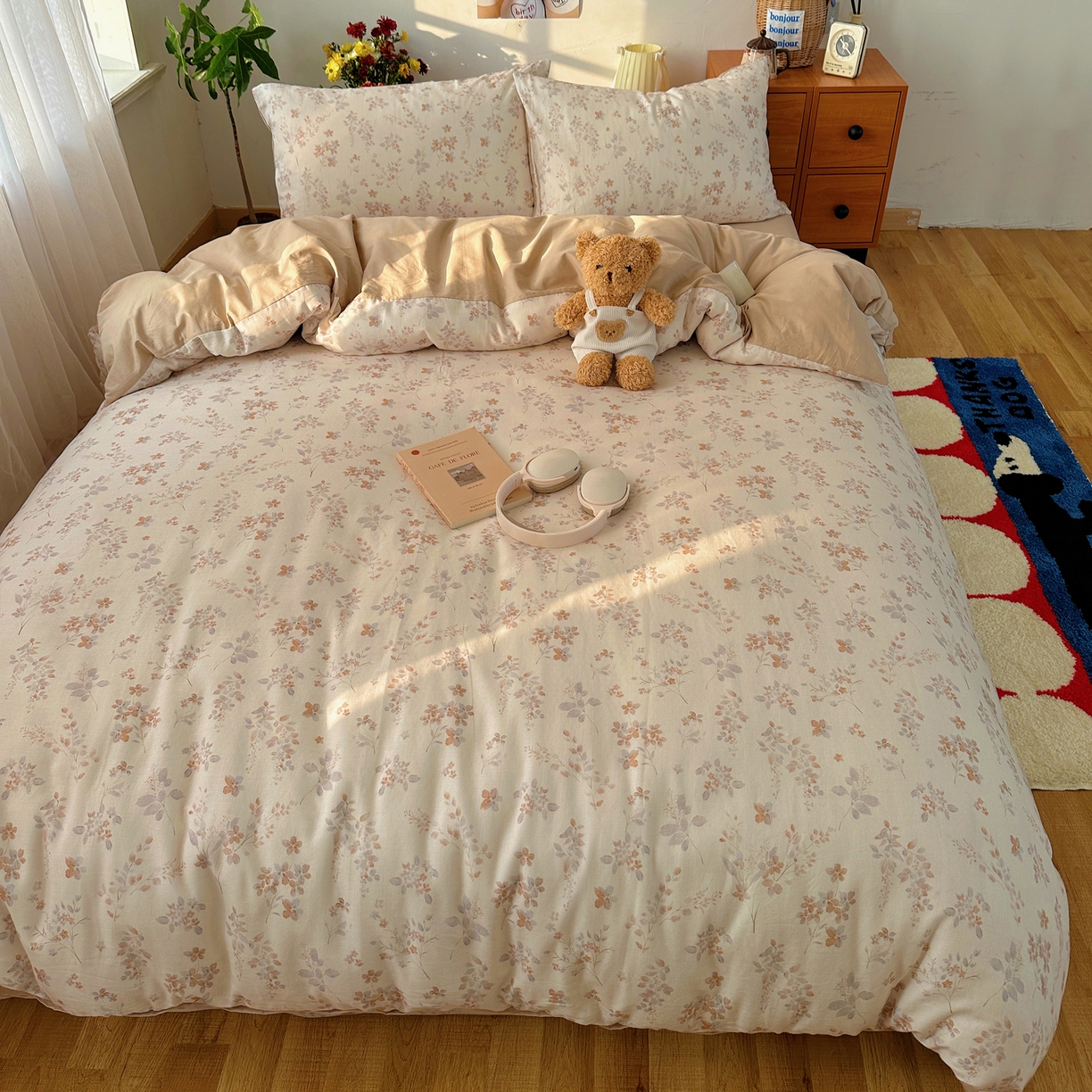 91家纺网 家纺一手货源 找家纺 耀悦家纺 2026新款全棉纯棉a类双层纱小清新四件套 风雅居