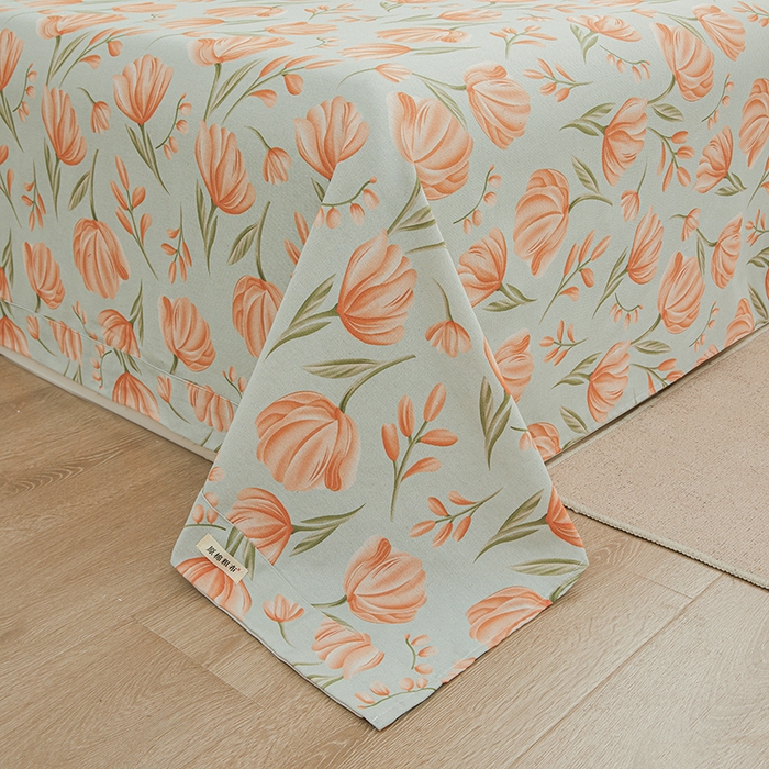 91家纺网 家纺一手货源 找家纺 大元 2026新款全棉纯棉老粗布凉席席子单床单 床单单件 花间物语