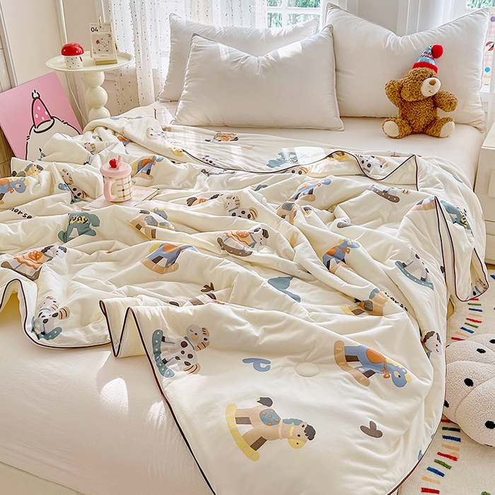 91家纺网 家纺一手货源 找家纺 梵克保罗 2026春夏新款A类针织棉嘟嘟被夏被春秋被空调被儿童学生被子被芯 马鲨拉帝