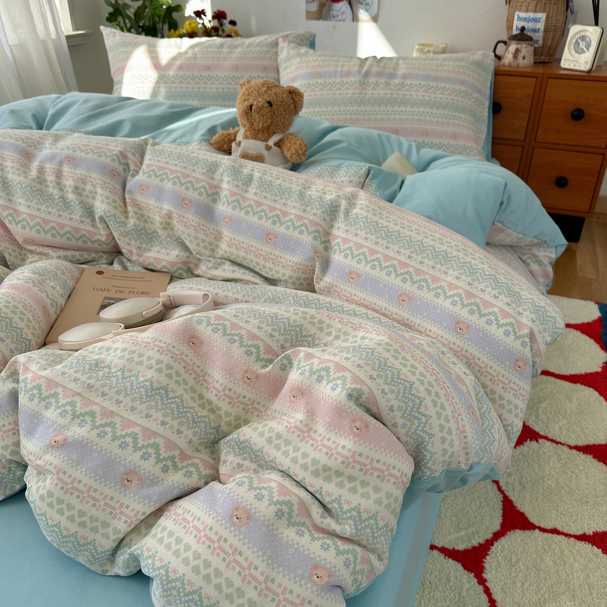 91家纺网 家纺一手货源 找家纺 耀悦家纺 2026新款全棉纯棉a类双层纱小清新四件套 星河花海