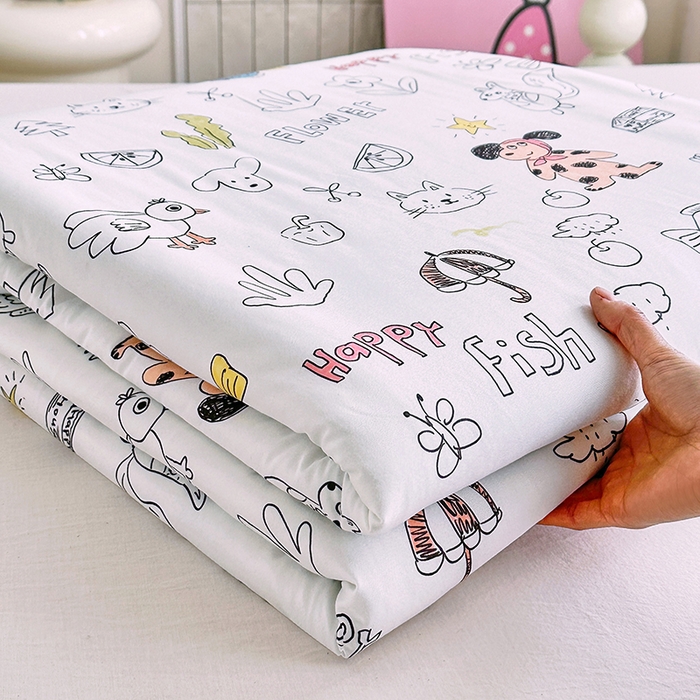 91家纺网 家纺一手货源 找家纺 梵克保罗 2026春夏新款A类针织棉嘟嘟被夏被春秋被空调被儿童学生被子被芯 简笔画