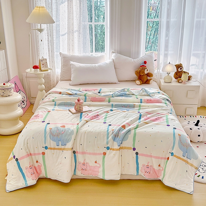 91家纺网 家纺一手货源 找家纺 梵克保罗 2026春夏新款A类针织棉嘟嘟被夏被春秋被空调被儿童学生被子被芯 艾利小象