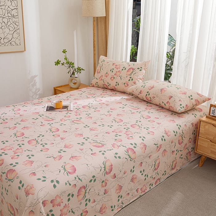 91家纺网 家纺一手货源 找家纺 大元 2026新款全棉纯棉老粗布凉席席子单床单 床单单件 花间一梦