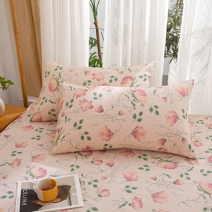 91家纺网 家纺一手货源 找家纺 大元 2026新款全棉纯棉老粗布凉席席子单床单 床单单件 花间一梦