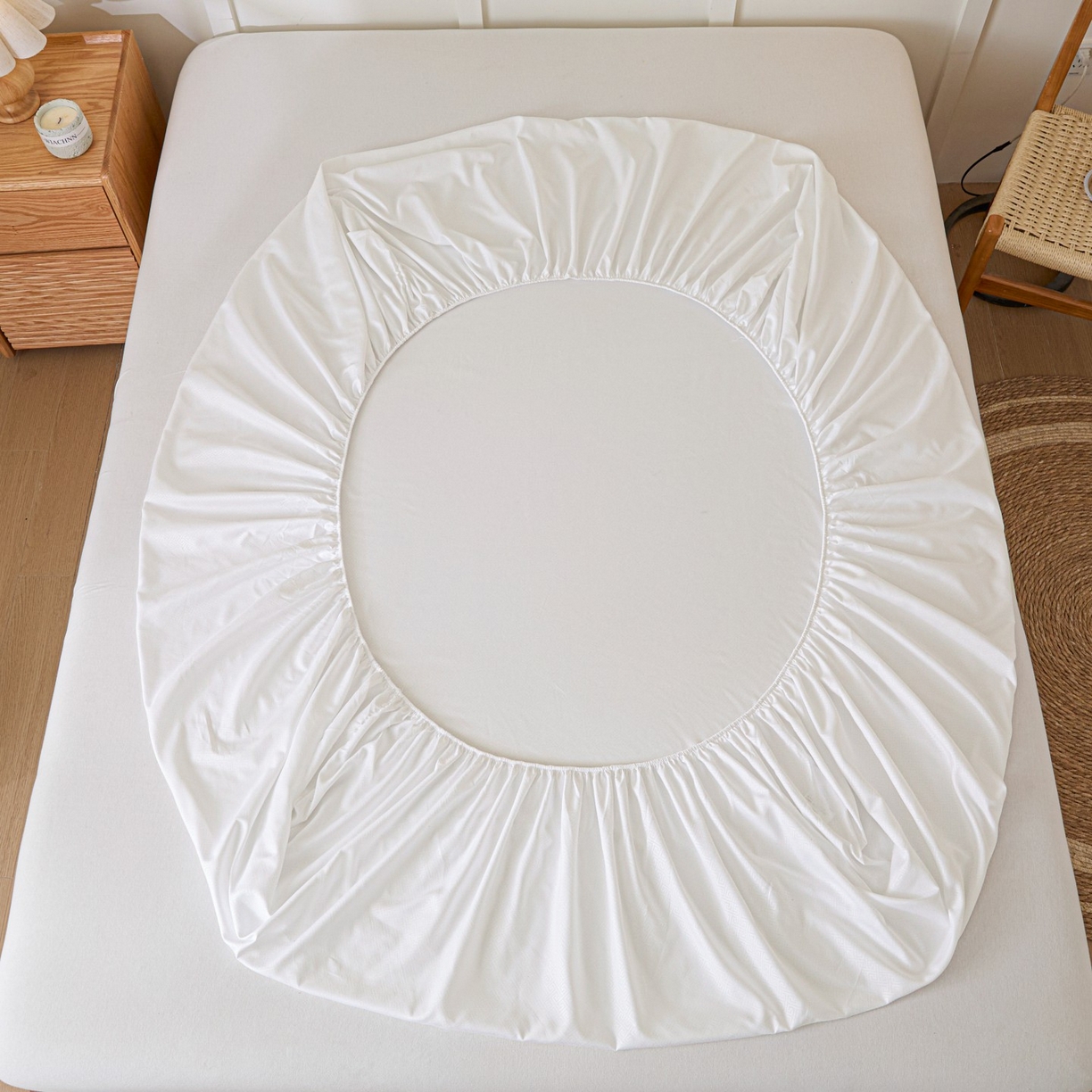 91家纺网 家纺一手货源 找家纺 梵克保罗 2026新款磨毛压光工艺单品床笠 YG-白色