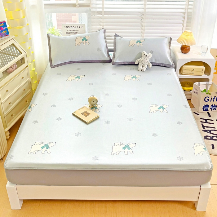 金盛纺 2025新款A类数码印花冰丝席-床笠款北极熊