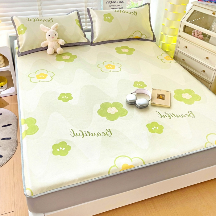 91家纺网 家纺一手货源 找家纺 金盛纺 2025新款A类数码印花冰丝席-床笠款春意