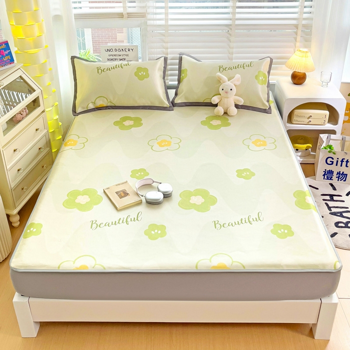 金盛纺 2025新款A类数码印花冰丝席-床笠款春意