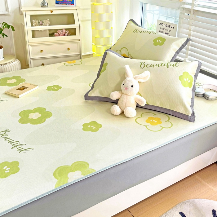 91家纺网 家纺一手货源 找家纺 金盛纺 2025新款A类数码印花冰丝席-床笠款春意