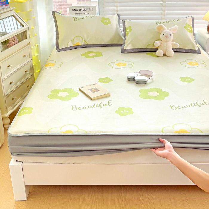 91家纺网 家纺一手货源 找家纺 金盛纺 2025新款A类数码印花冰丝席-床笠款春意