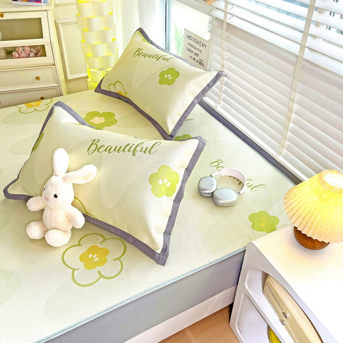 91家纺网 家纺一手货源 找家纺 金盛纺 2025新款A类数码印花冰丝席-床笠款春意