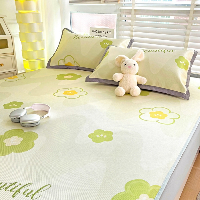 91家纺网 家纺一手货源 找家纺 金盛纺 2025新款A类数码印花冰丝席-床笠款春意