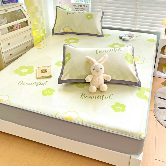 91家纺网 家纺一手货源 找家纺 金盛纺 2025新款A类数码印花冰丝席-床笠款春意