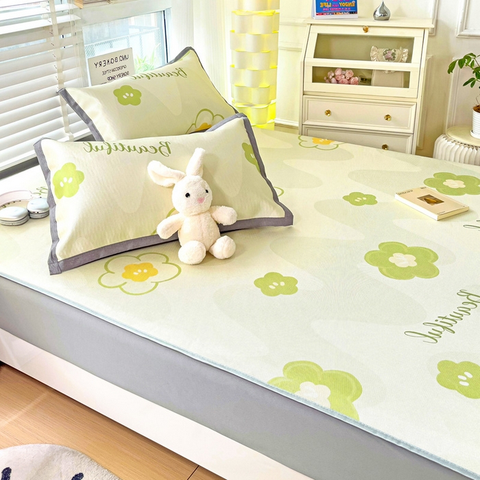 91家纺网 家纺一手货源 找家纺 金盛纺 2025新款A类数码印花冰丝席-床笠款春意