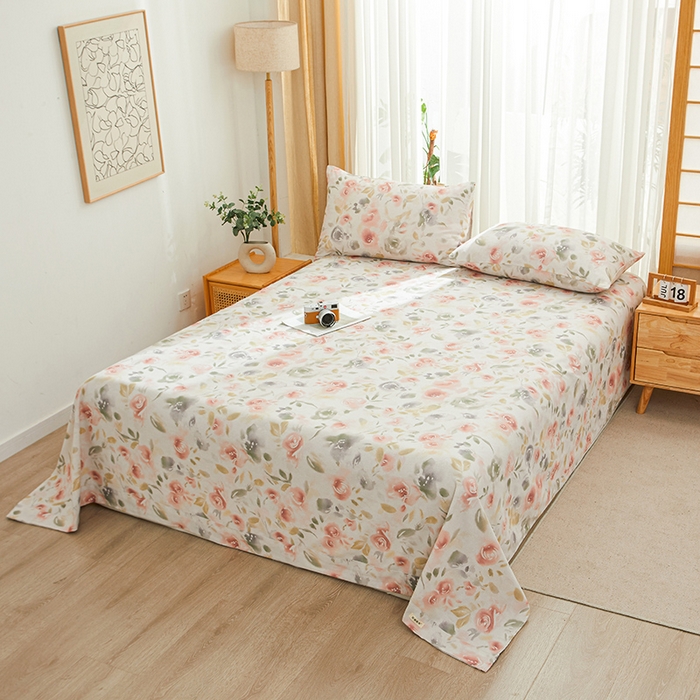 91家纺网 家纺一手货源 找家纺 大元 2026新款全棉纯棉老粗布凉席席子单床单 床单单件 花音