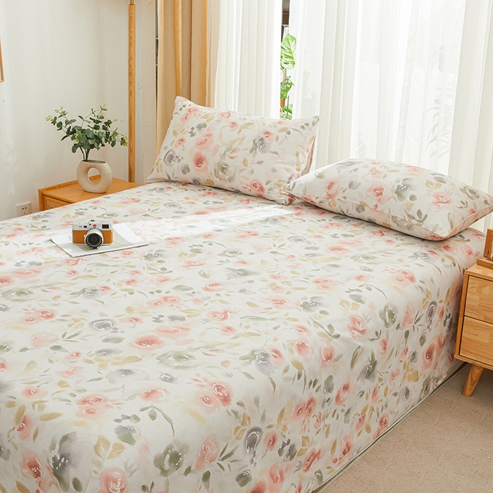 91家纺网 家纺一手货源 找家纺 大元 2026新款全棉纯棉老粗布凉席席子单床单 床单单件 花音