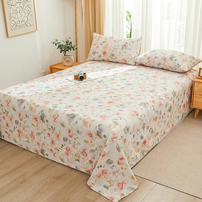 91家纺网 家纺一手货源 找家纺 大元 2026新款全棉纯棉老粗布凉席席子单床单 床单单件 花音