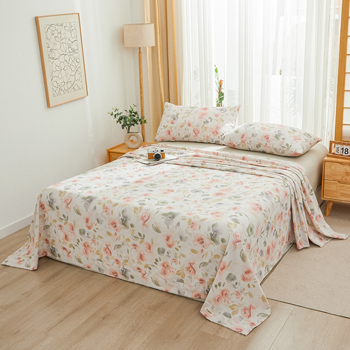 91家纺网 家纺一手货源 找家纺 大元 2026新款全棉纯棉老粗布凉席席子单床单 床单单件 花音