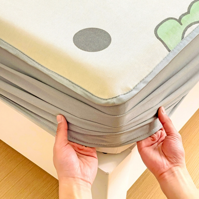 91家纺网 家纺一手货源 找家纺 金盛纺 2025新款A类数码印花冰丝席-床笠款萌恐龙