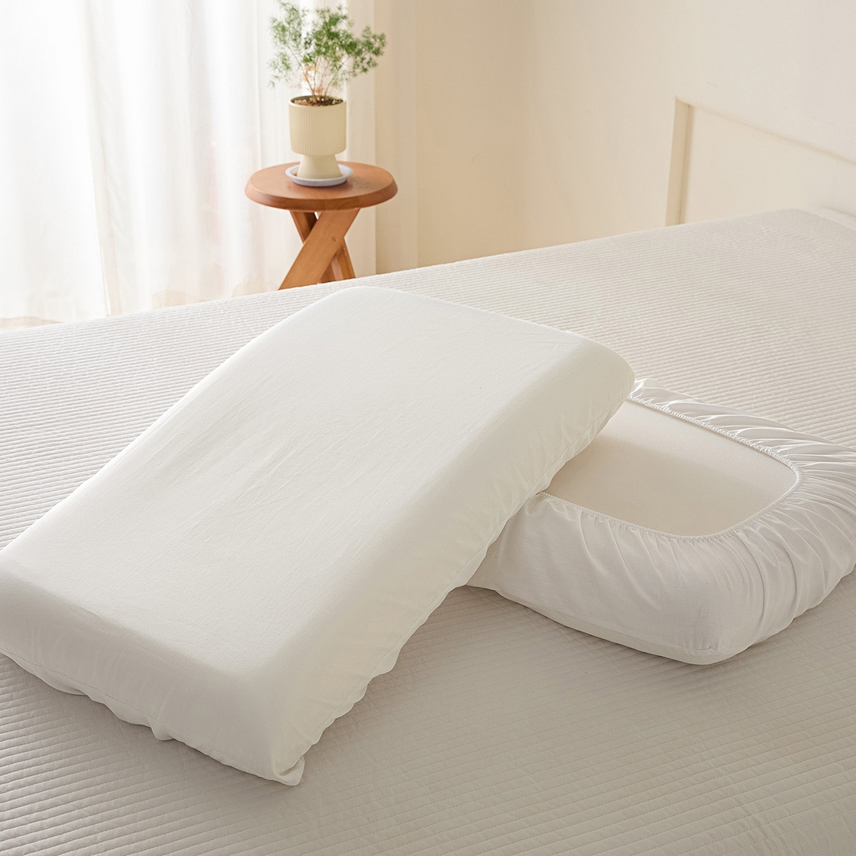 梵克保罗 2026新款13372 全棉纯棉橡皮筋魔术万能单层枕套  适用多种枕头 XP-白色