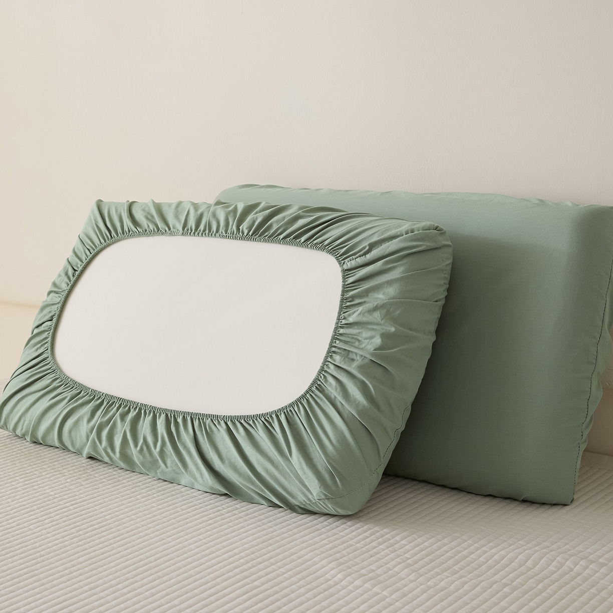 91家纺网 家纺一手货源 找家纺 梵克保罗 2026新款13372 全棉纯棉橡皮筋魔术万能单层枕套  适用多种枕头 XP-绿色