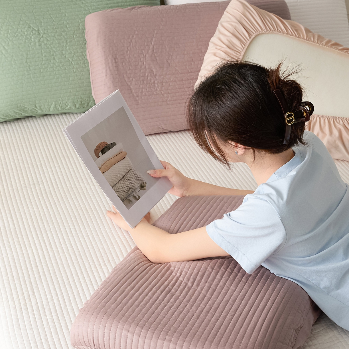 91家纺网 家纺一手货源 找家纺 （总）梵克保罗 2026新款13372 全棉橡皮筋魔术万能夹棉枕套  适用多种枕头,组合图 仅供参考,HF-白色,HF-金色,HF-绿色,HF-棕色