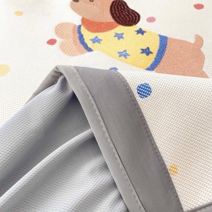 91家纺网 家纺一手货源 找家纺 雅居纺家纺 2026新款A类加厚三明治底绣花冰藤席床笠款凉席席子 星星腊肠狗