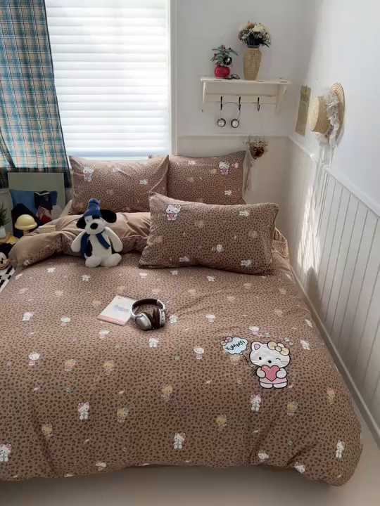 91家纺网 家纺一手货源 找家纺 （总）妖妖家纺  2026小清新软糯双层纱刺绣四件套