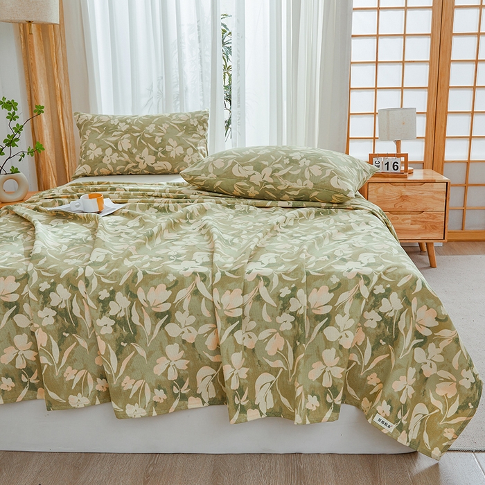 91家纺网 家纺一手货源 找家纺 大元 2026新款全棉纯棉老粗布凉席席子单床单 床单单件 花奈良