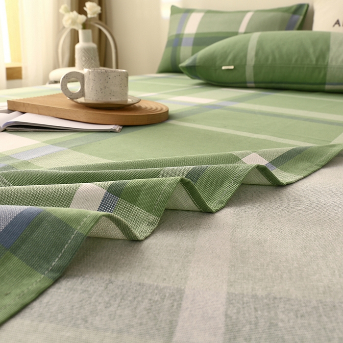 91家纺网 家纺一手货源 找家纺 大元 2026新款全棉纯棉老粗布凉席席子单床单 床单单件 若竹